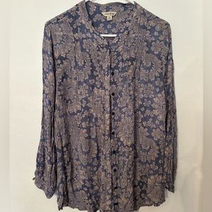 Lucky brand blue paisley blouse